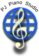 logo for pj piano studio